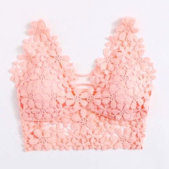 NEW!
Pink Daisy Flower Crochet Lace Bralette - Picture 3 of 7